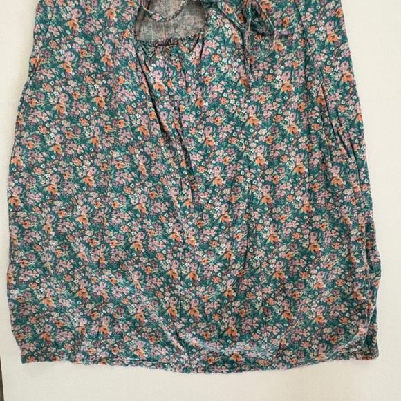 Aeropostale Floral Mini Dress Green Pink Cottage Tie Back Sundress Party‎ Casual - Picture 6 of 10